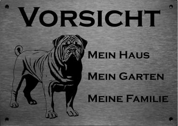 Edelstahl Warnschild Shar Pei VORSICHT Mein Haus mein Garten meine Familie